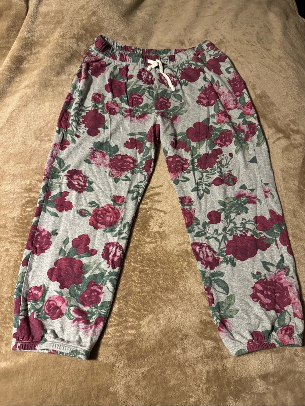 Show Me Your MuMu Gray Joggers with Berry Rose Floral